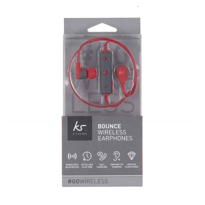 Kitsound Bounce Bluetooth Wireless In-Ear-Kopfhörer Rot