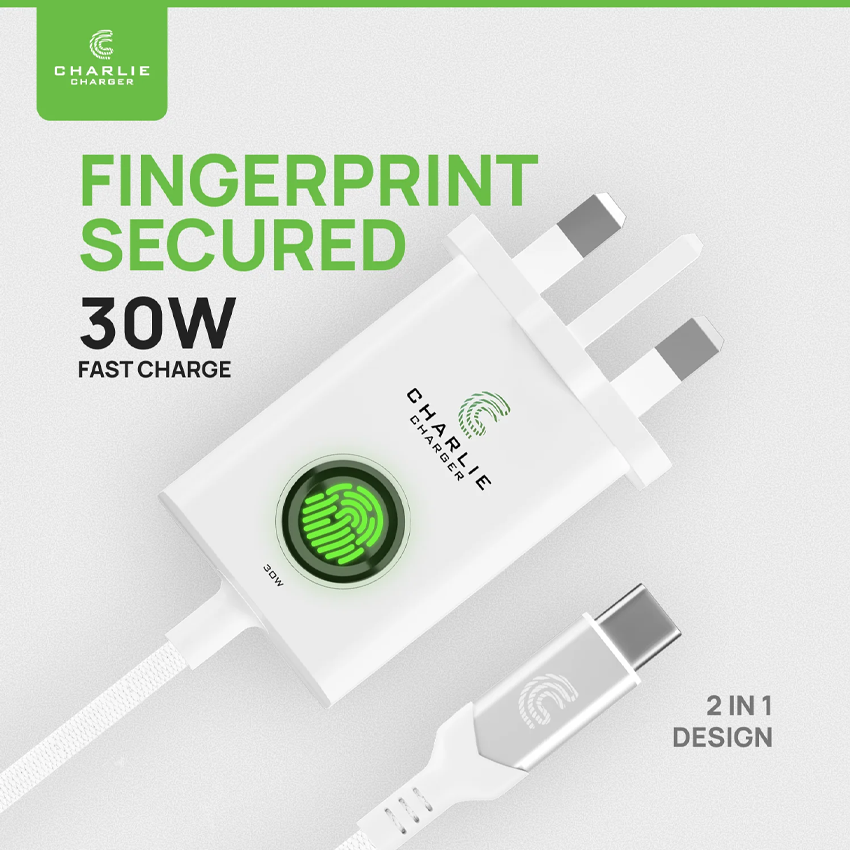 Charlie Charger 30W  USB-C 1 Metre White