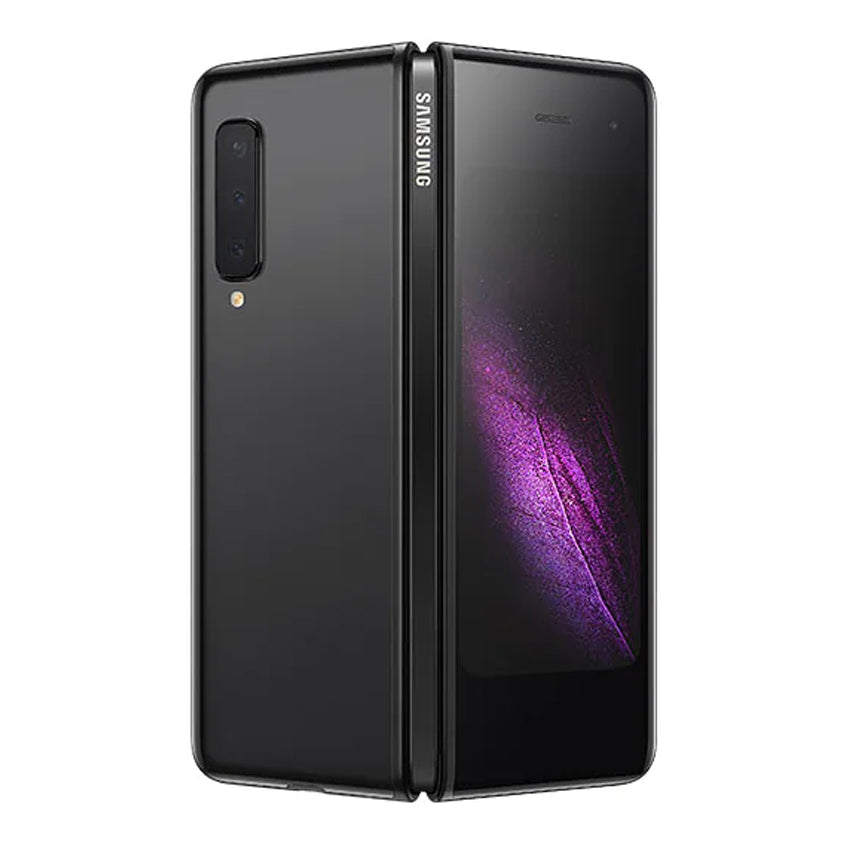 Samsung Galaxy Z Fold 5G Cosmos Black back view half fold